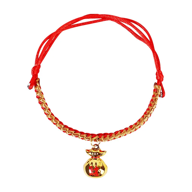 Red Rope Braided Cat Collar Spring Festival Adjustable Blessing Necklace for Puppy Kitten Lucky Cat Collar Pet Accessories