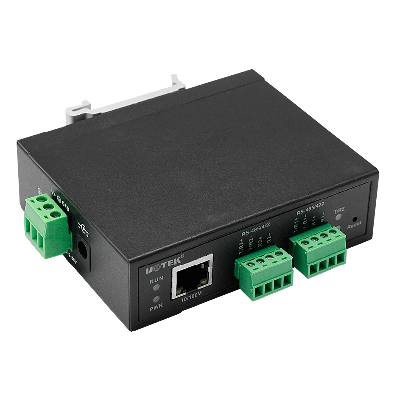 UOTEK 2 porte RS 485 RS 422 a 10/100M Dispositivo seriale isolato Supporto server VCOM MCP TCP SERVER Modbus TCP CLIENT UT-6802MT-I