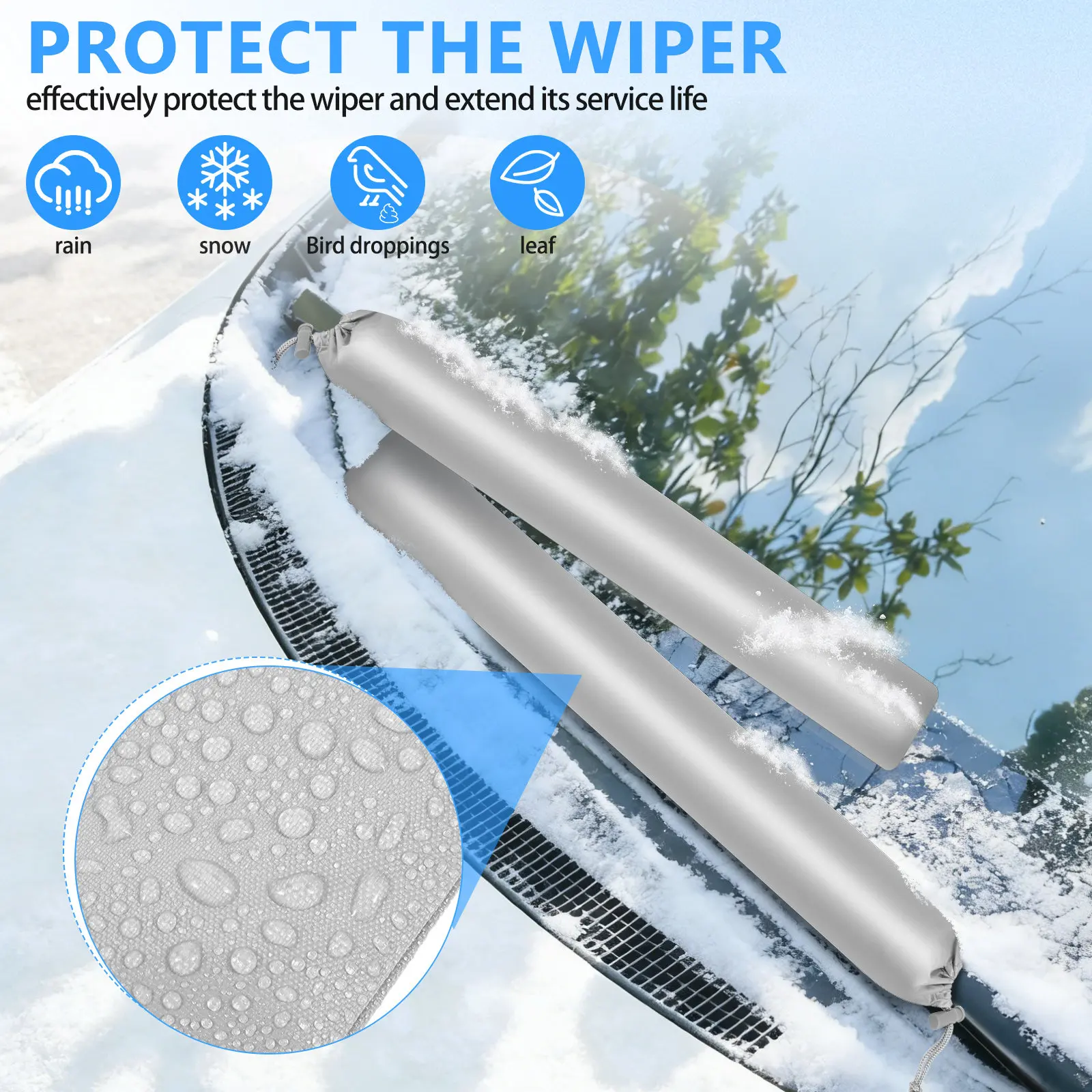 2Pairs Auto Car Windshield Wiper Covers Side View Snowproof Rainproof Protective Wiper Sleeves Car Winter Accessories
