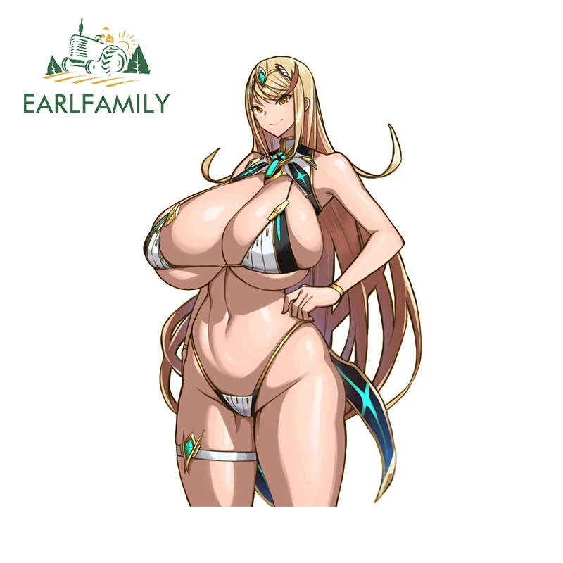 EARLFAMILY 13cm x 8.1cm SoP Mythra Succubus Car Stickers Waifu Boobs Bikini Thicc Princess JDM Decoration Hentai Decals