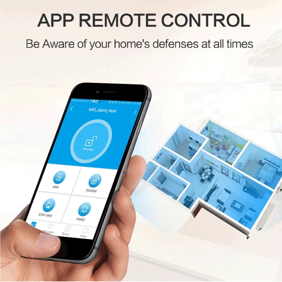 Tuya WIFI GSM Alarm System APP Remote Control Alarm Panel Switchable 9 Languages Wireless Home Security RFID Card Arm Disarm