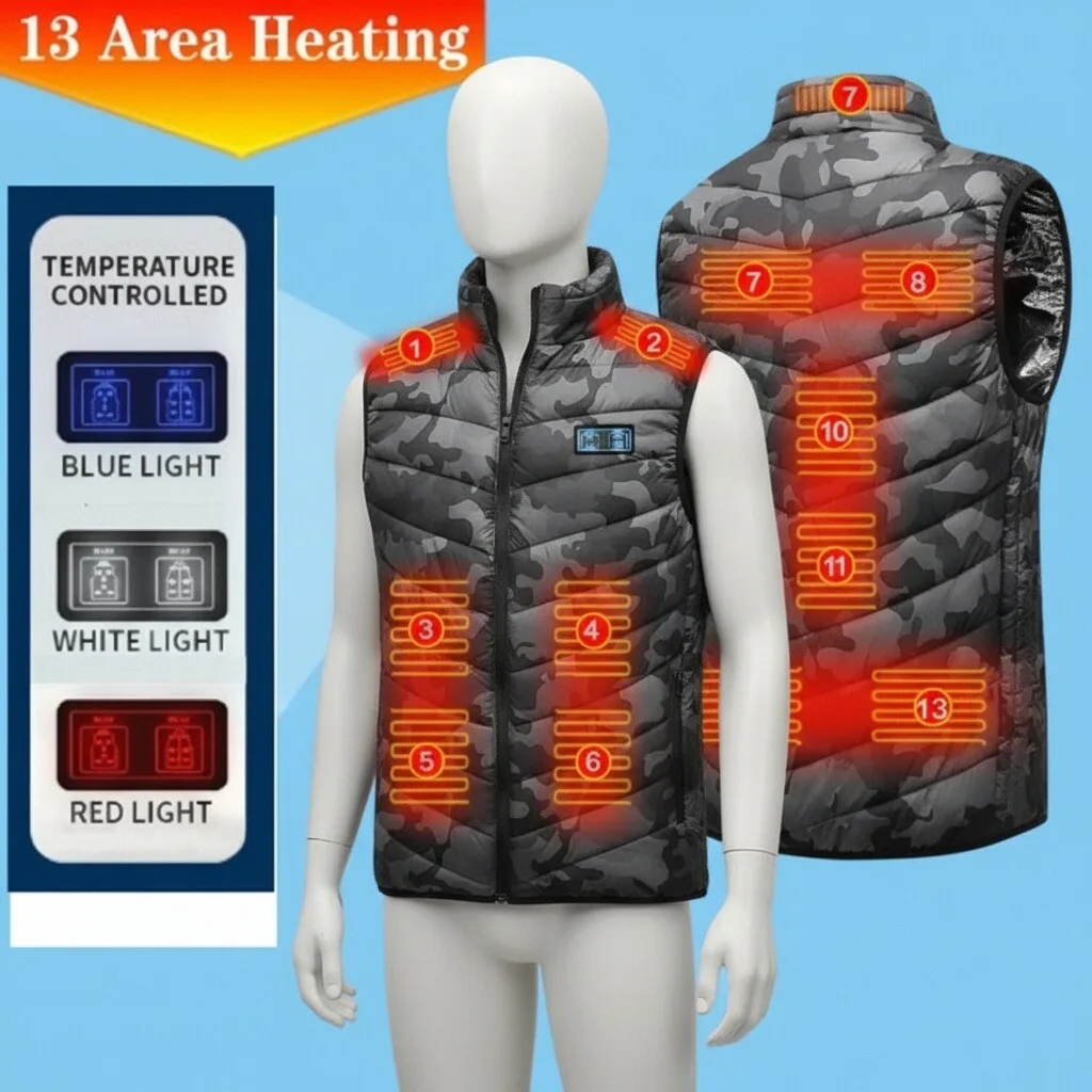 

Men's Winter Thermal Vest Outdoor Fishing Camping Sleeveless Jacket Camouflage Style Down Cotton Filled Padded Coat 경량패딩패딩