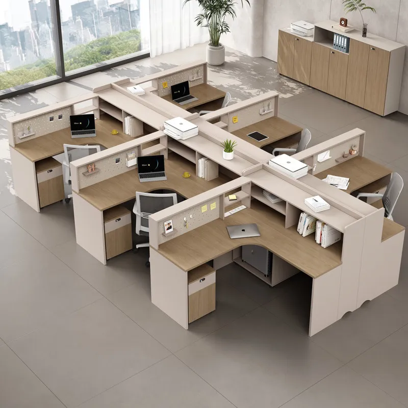 F-type desk, staff seat, screen card seat, financial table, four 6-person corner staff table, office cabinet, table and chair co