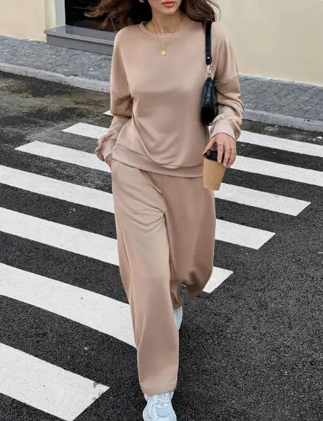 

2025 Autumn/Winter New Women's Fashion Vacation Style Long Sleeve Sportswear Casual Pants Two Piece Set Women's Clothing