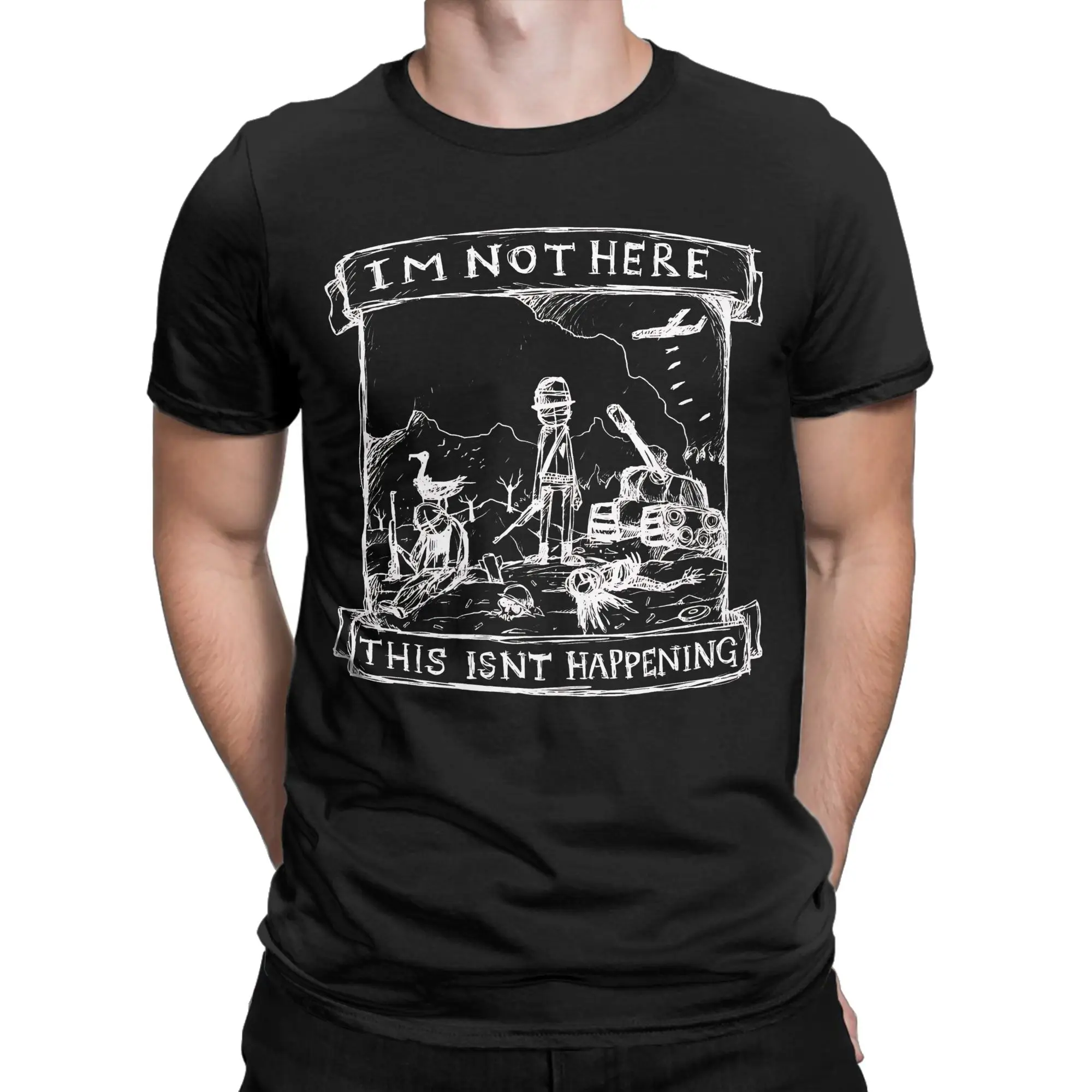 تي شيرت Im Not Here Radioheads band للرجال والنساء وصل حديثًا تي شيرت 100% ملابس قطنية