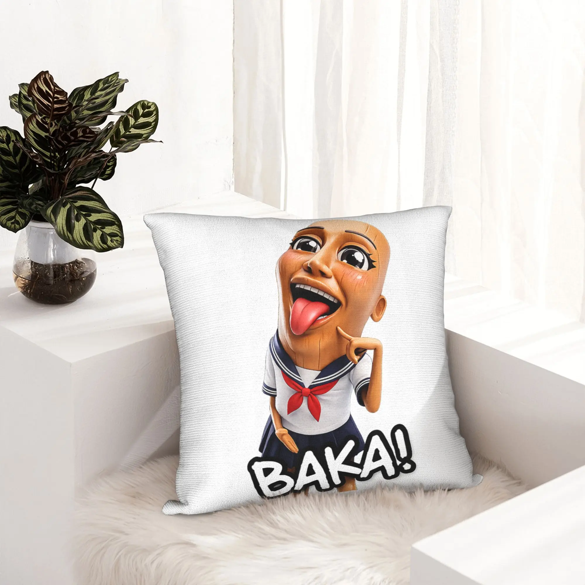 Baka Tung Tung Tung Sahur Funny Anime Brainrot Meme Pillowcase Printed Cushion Cover Decor  Pillow Case Cover Sofa Square