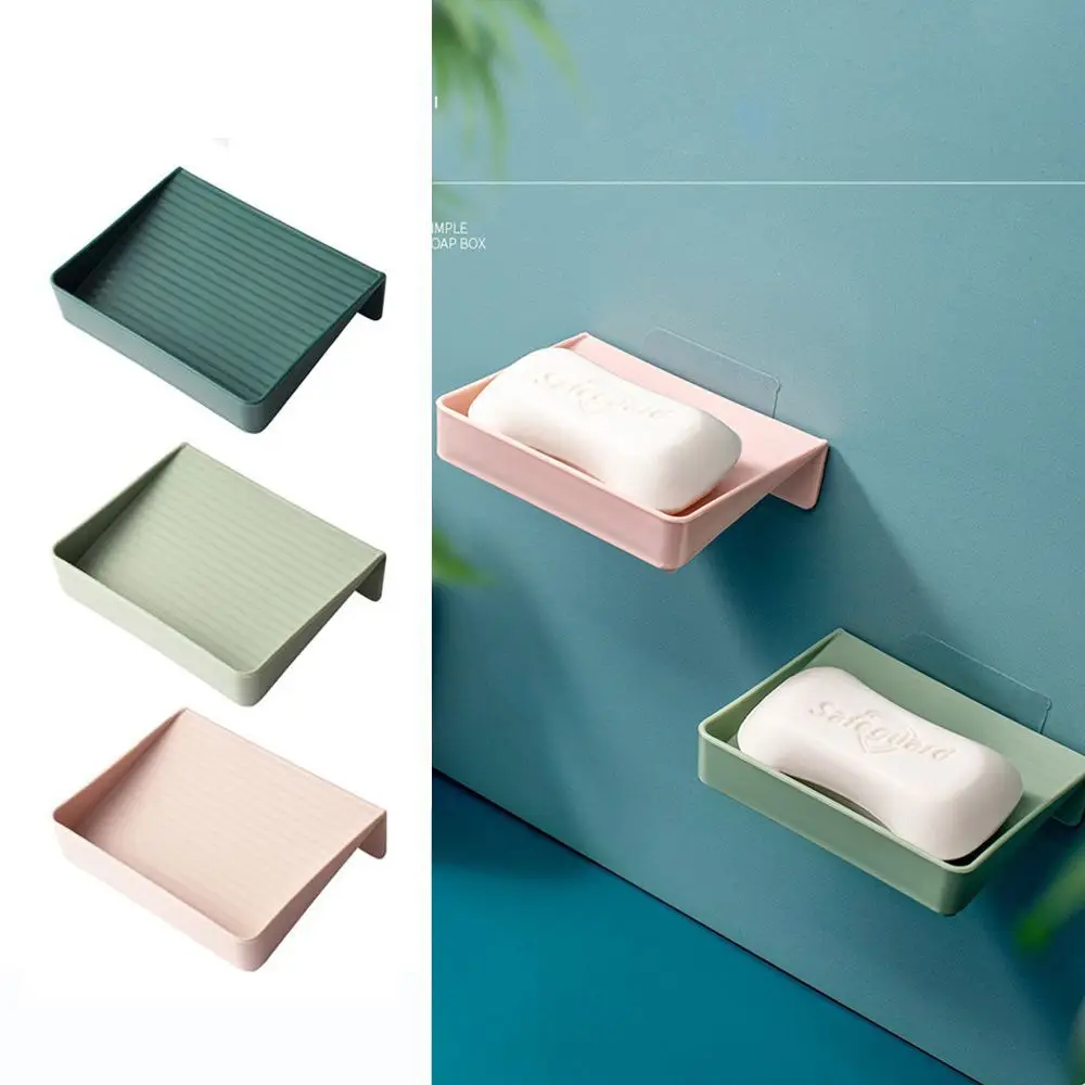 Simple Wall Hanging Soap Box 11*8.5cm Punch-free Sink Drain Rack Bathroom Non-slip Draining Soap Dish Kitchen Sponge Holder