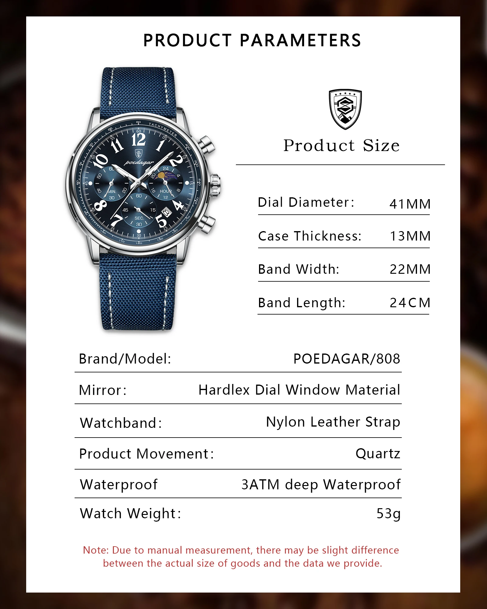 POEDAGAR Luxus Sport Militär Männer Uhr Wasserdicht Leucht Chronograph Nylon Leder Datum Mann Armbanduhr Quarz herren Uhren – Detail 8