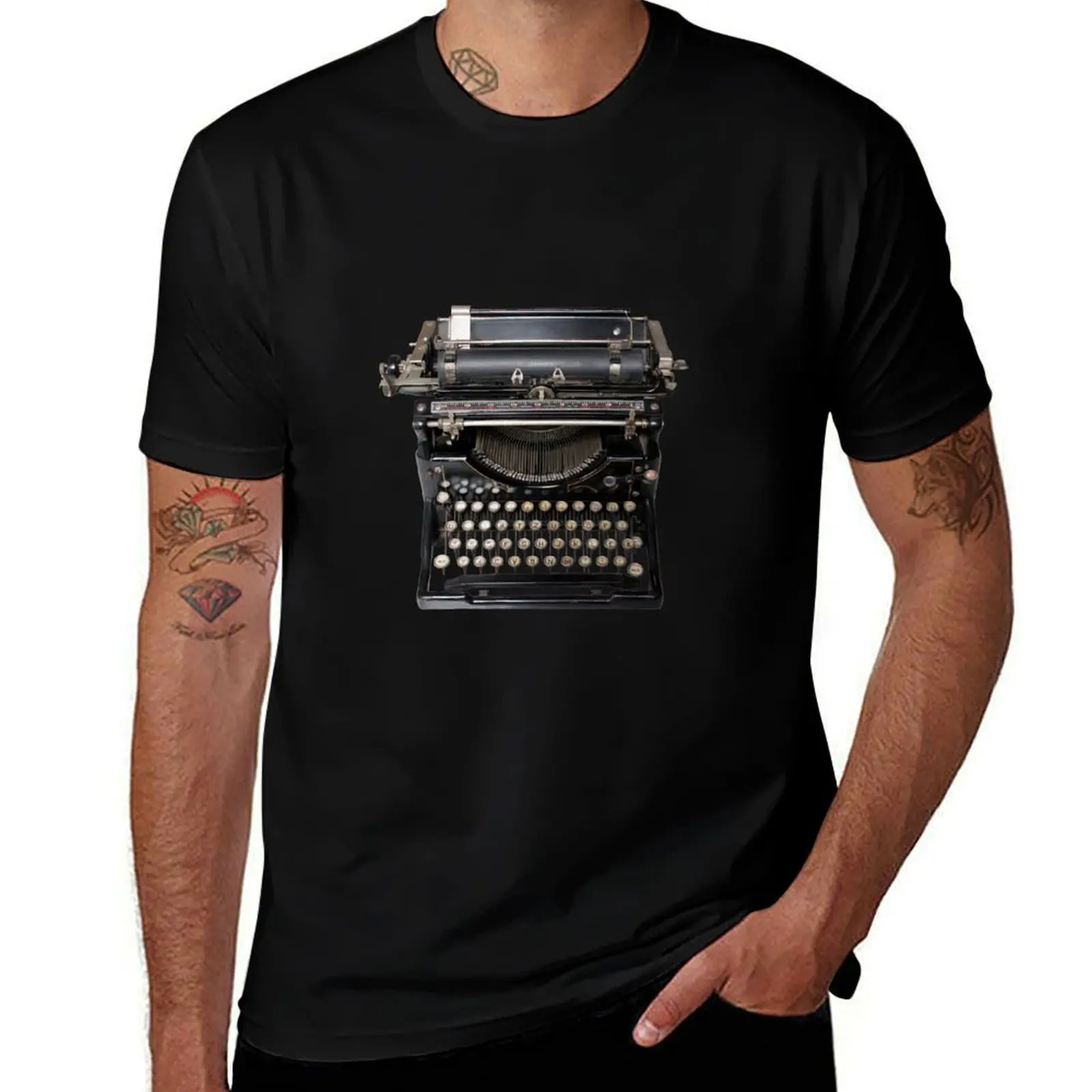 

Old black vintage typewriter T-Shirt hippie clothes Louboutins summer top cotton t shirt men