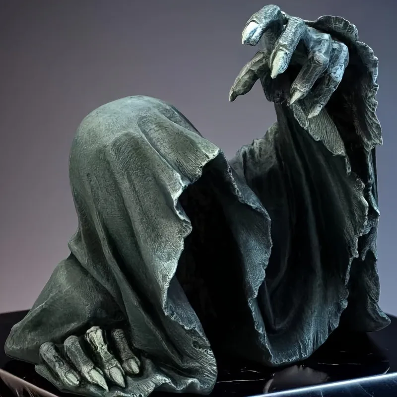 Spooky Black Grim Reaper Halloween Decor - Resin Ghost Cloak Statue For Outdoor & Home Perfect For Haunted House Themes