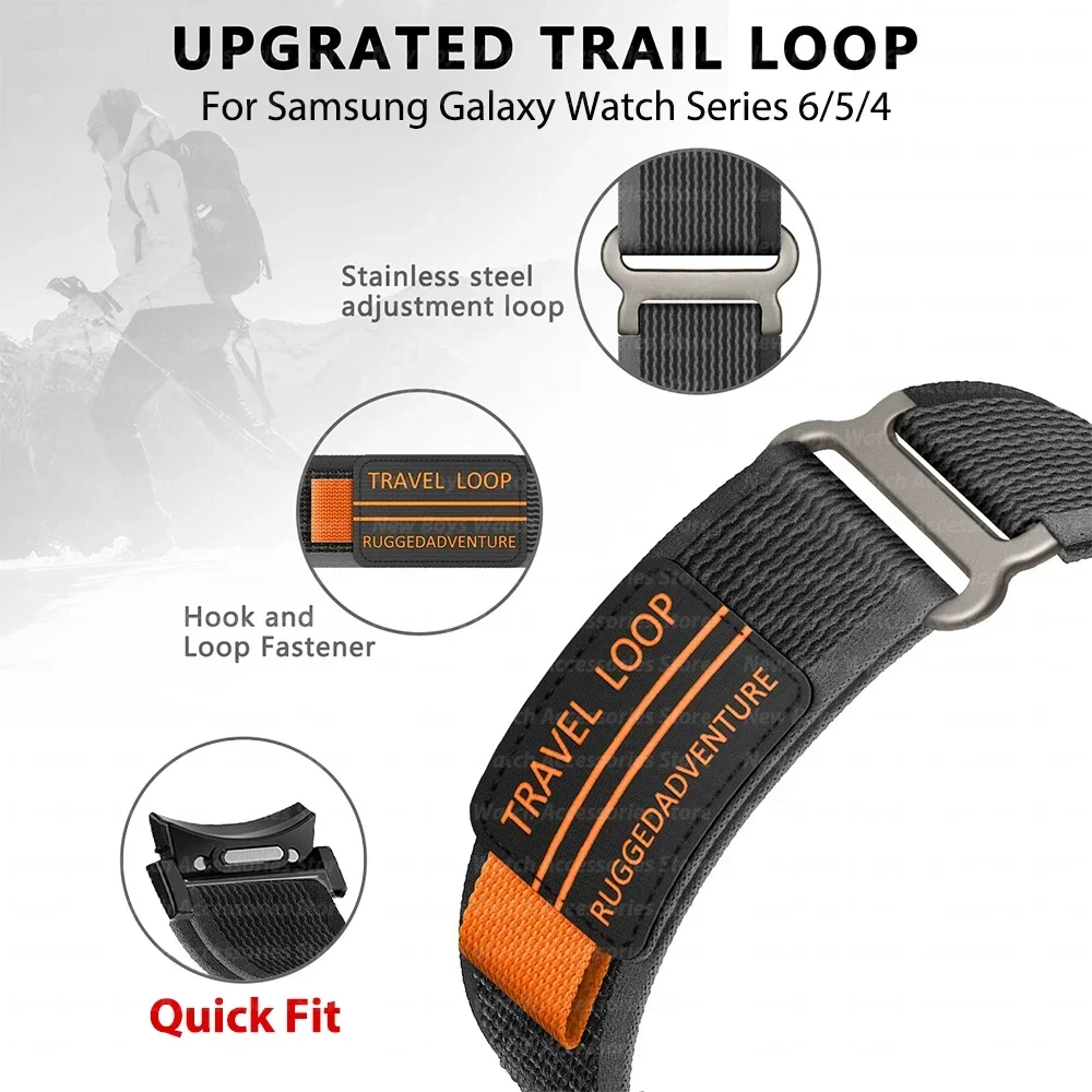 Quick Fit Trail Loop Strap for Samsung Galaxy Watch 5Pro/6 Classic 45mm 43mm 47mm NO Gaps 20mm Galaxy 4/5/6 40mm 44mm Watch Band