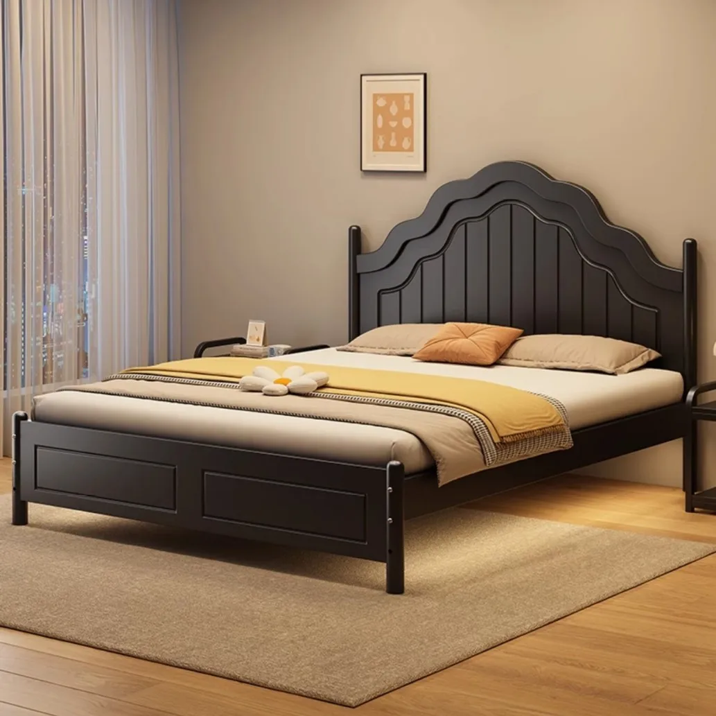 Wrought iron bed double bed modern simple 1.5m French thickened reinforced iron frame bed rental room single children's iron