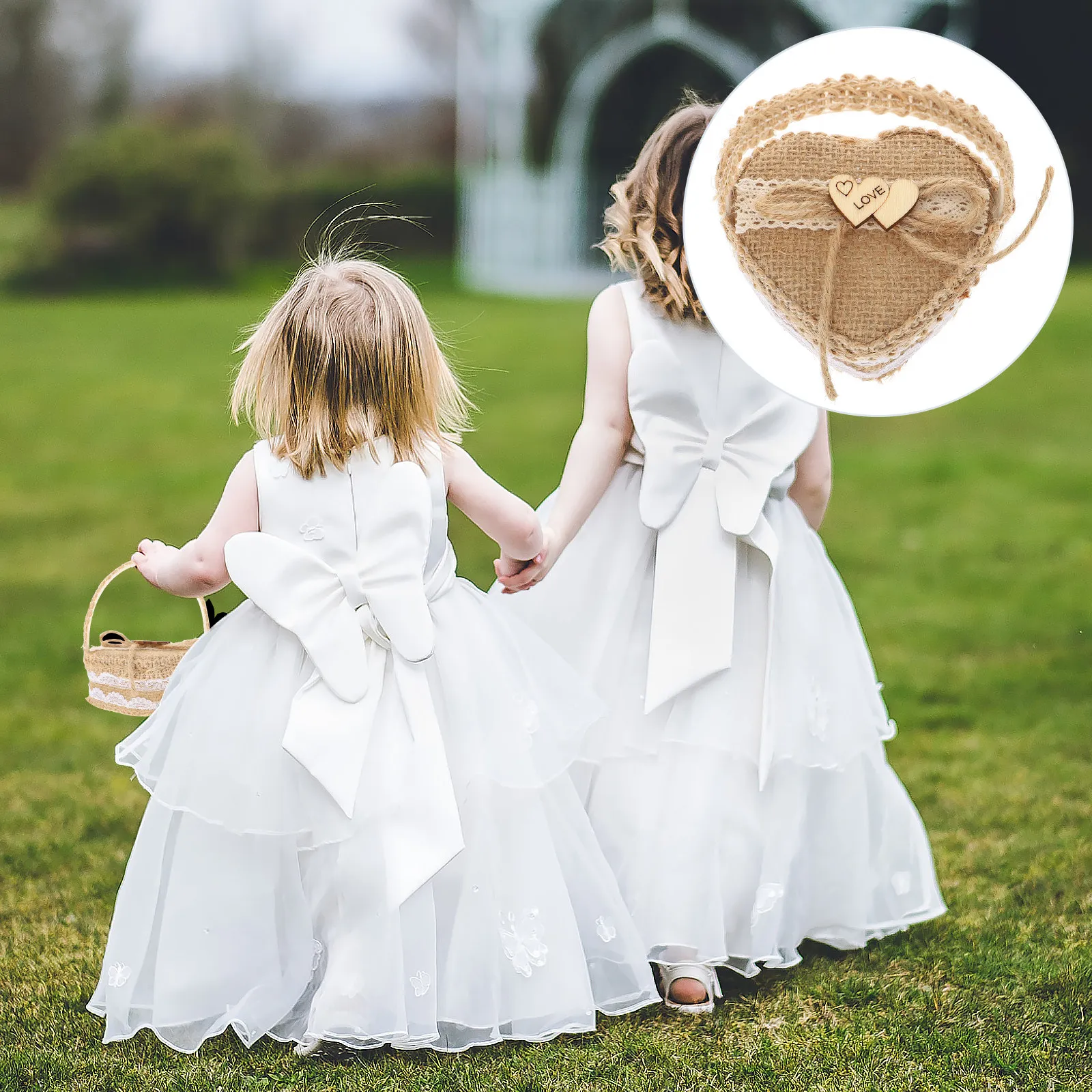 Rustic Elegant Wedding Basket Cute Flower Small Handy Ring Baskets for Decoration