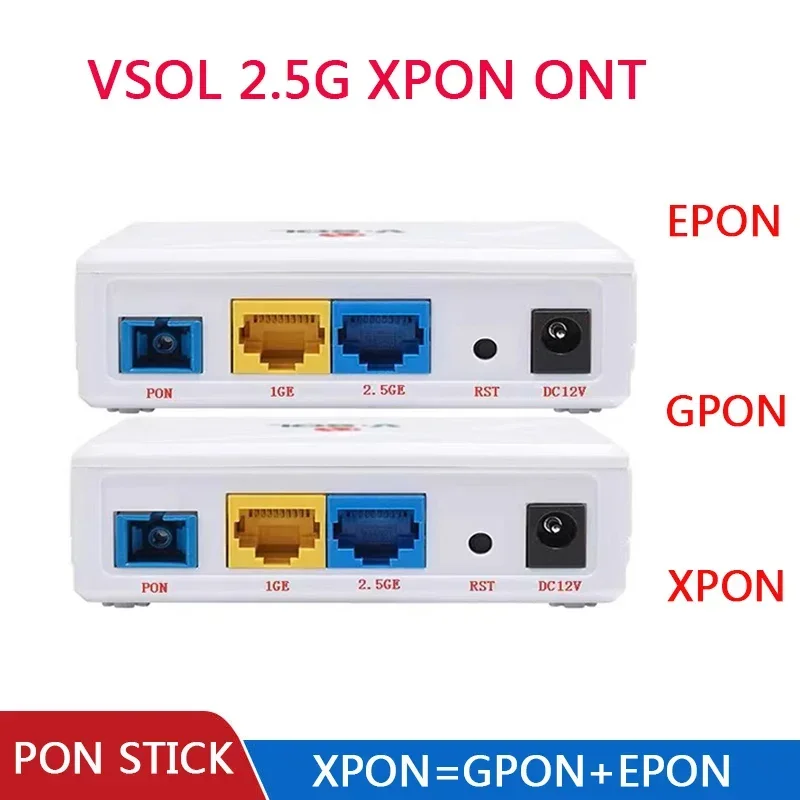 VSOL 2.5Gb XPON ONU V2801RH/V2802RH EPON GPON ONU SC Connector pon module HGU PPPoE IPoE 802.3ah with power