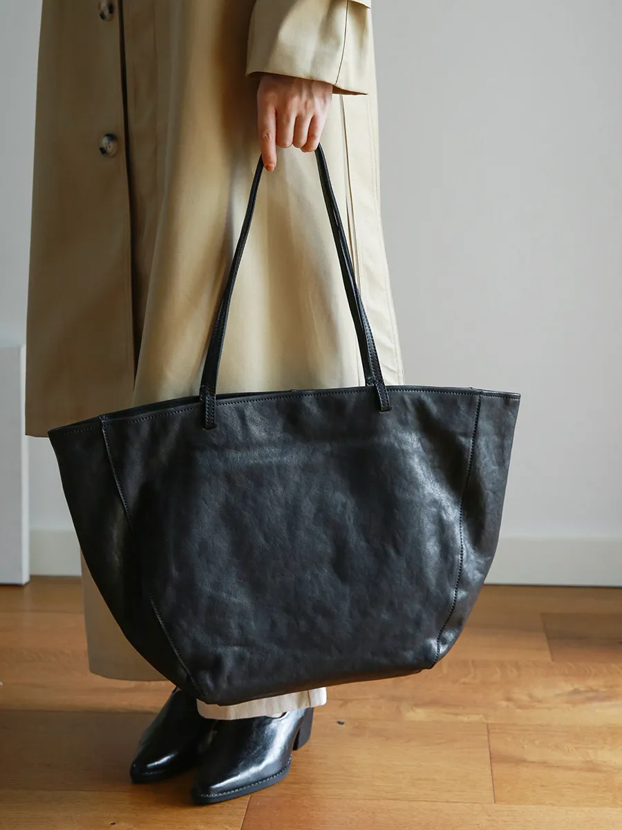 simple vintage genuine leather women's large capacity tote bag weekend shopping real cow leather shoulder bag casual handbag