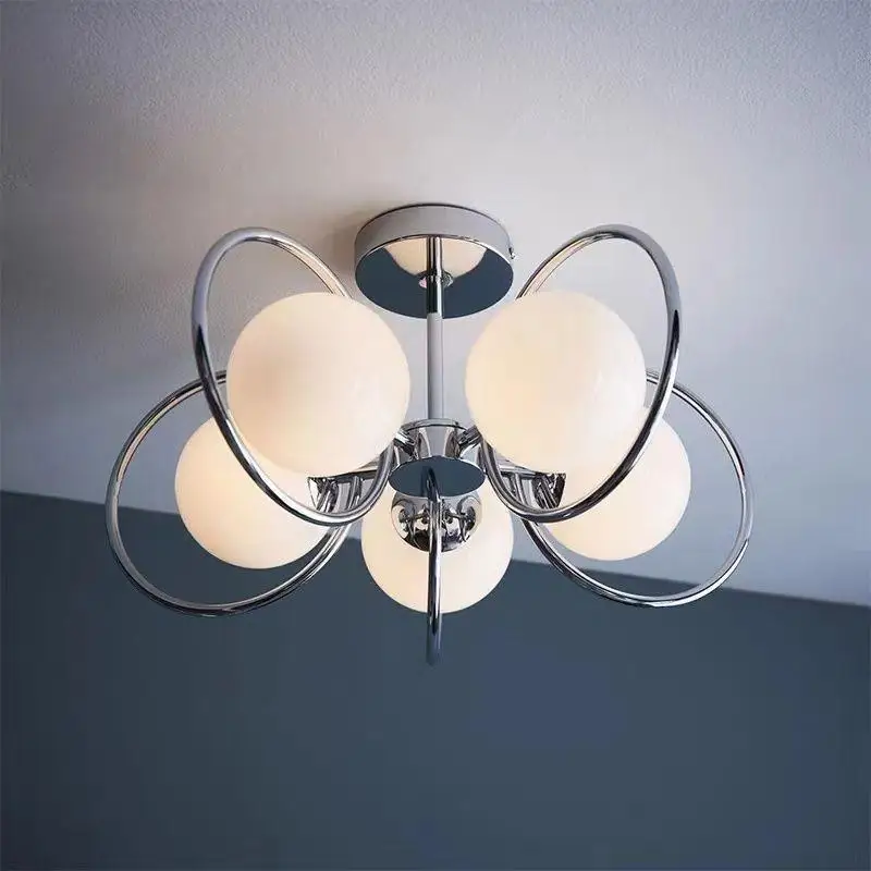 Italian living room glass circle in the middle of the bedroom chandelier