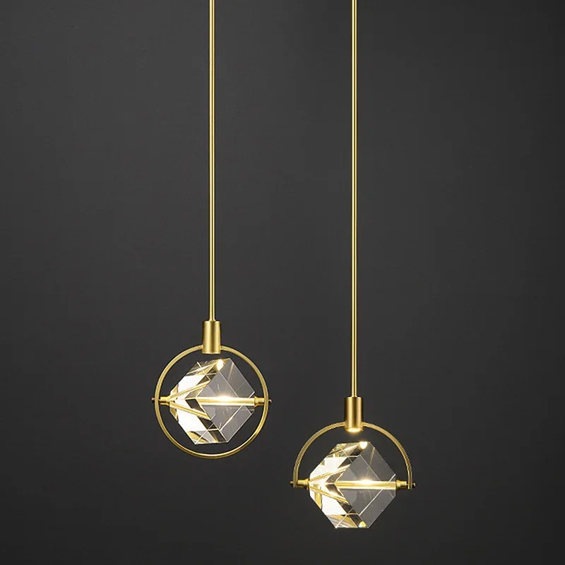 TechHPNordic Light Luxury Bedroom Bedside Hanging Lamp Restaurant Bar Pendant Lighting Diamond