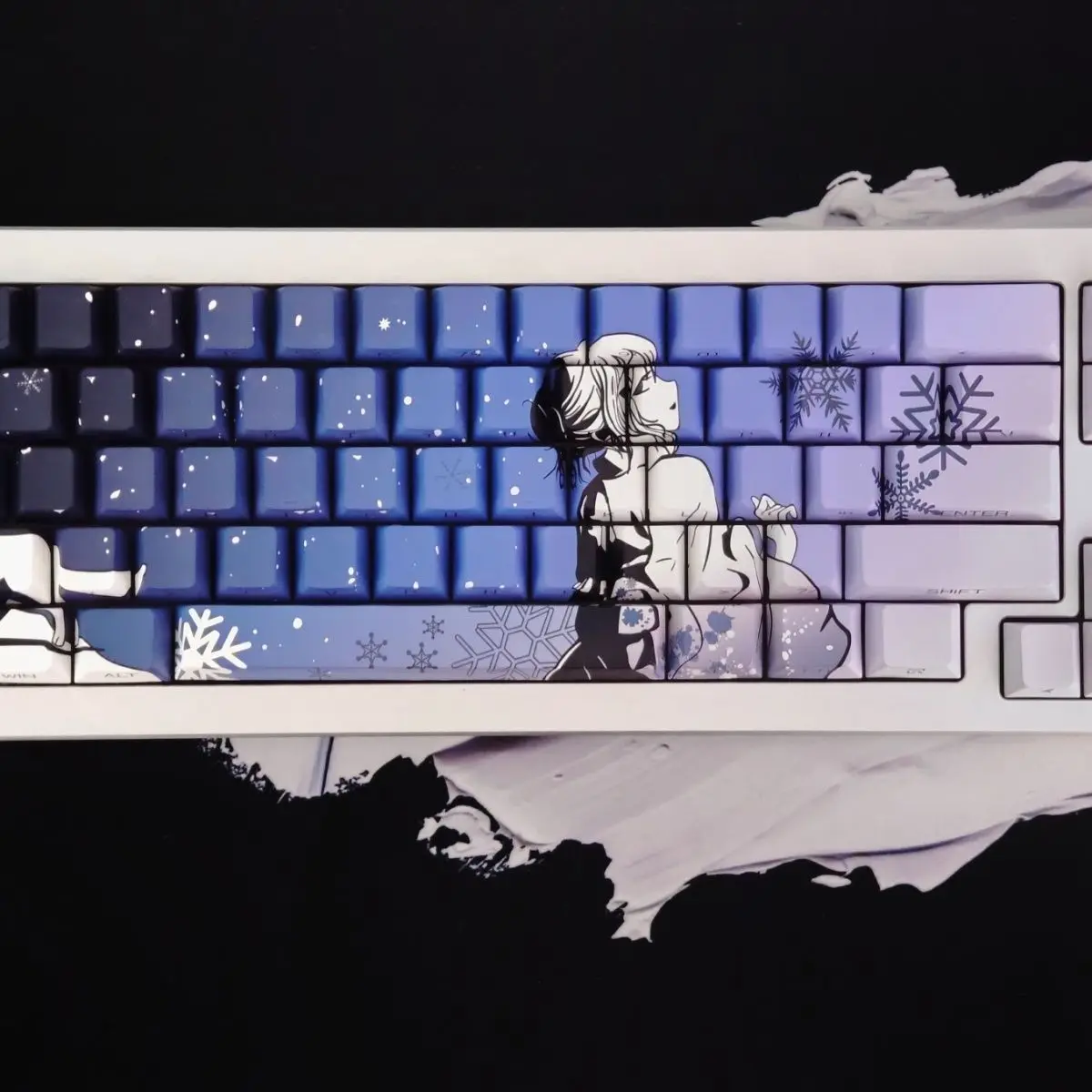 

130-клавишные колпачки для клавиш Snow Wolf с боковым принтом, прозрачный PBT, оригинальный пятисторонний Dye-Sub, персонализированный индивидуальный механический колпачок для клавиатуры
