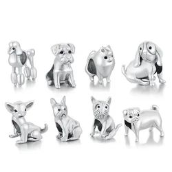 Fit Original Pan Charm Bracelet 925 Silver Chihuahua Pomeranian Dog Yorkshire Bulldog Pug Schnauzer Bead For Making Berloque