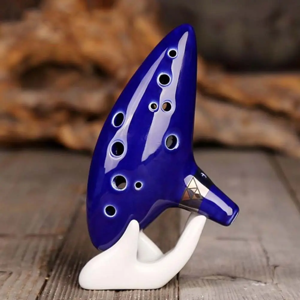 Base de Cerâmica Branca para Ocarina (Suporte para Ocarina de 6 ou 12 Furos) - Decoração de Mesa de Escritório, Presente para Amantes de Música