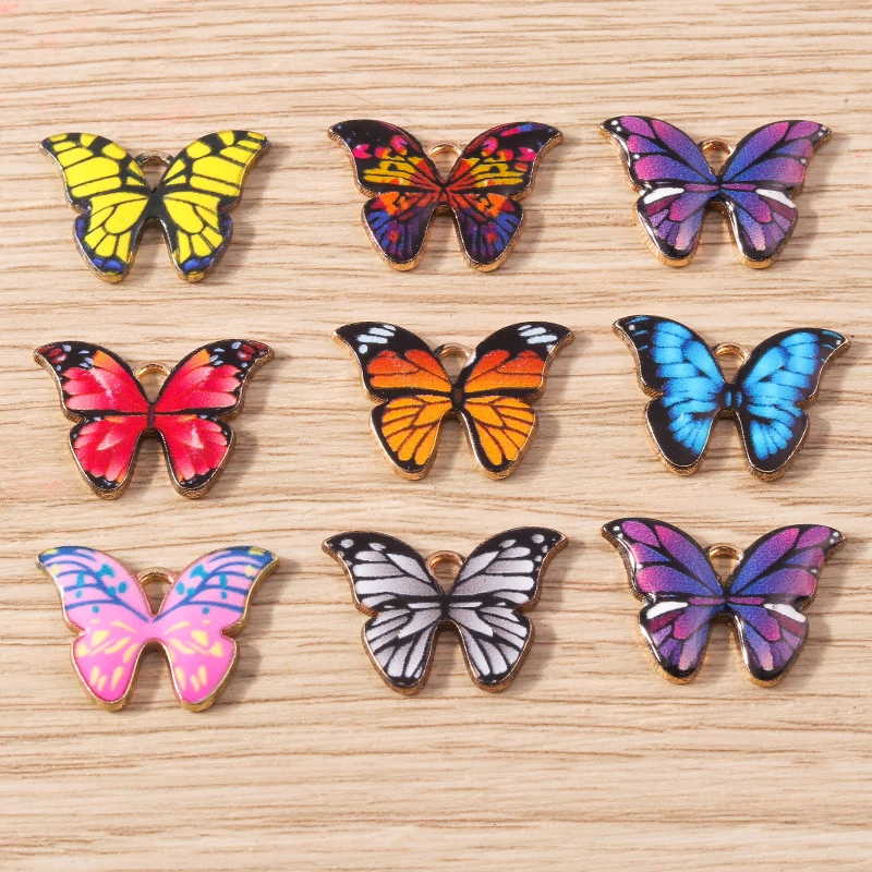 

10pcs 25x15mm Cute Colorful Enamel Flying Butterfly Charms for Jewelry Making Earrings Pendants Necklace Bracelet DIY Craft Gift