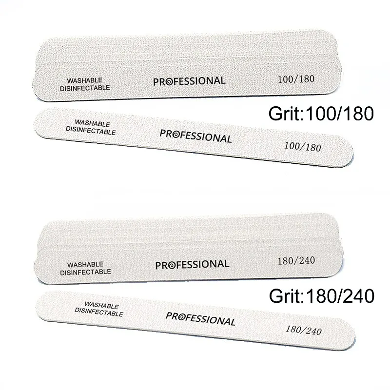 100 piezas de limas de madera profesionales, doble cara de 100/180/240, para salón, manicura, pedicura, uñas de gel 2