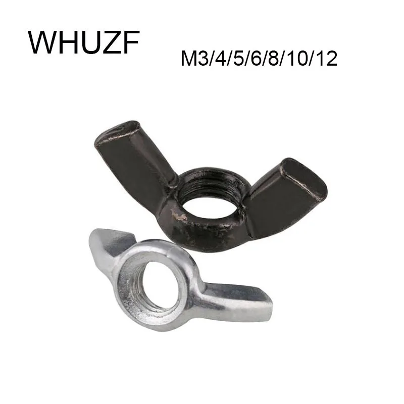 WHUZF Free Shipping White Black Zinc Wing Nut 30/50/100pcs M3 M4 M5 M6 M8 M10 M12 Tye Squate Wing Nuts White BlackButterfly Nuts