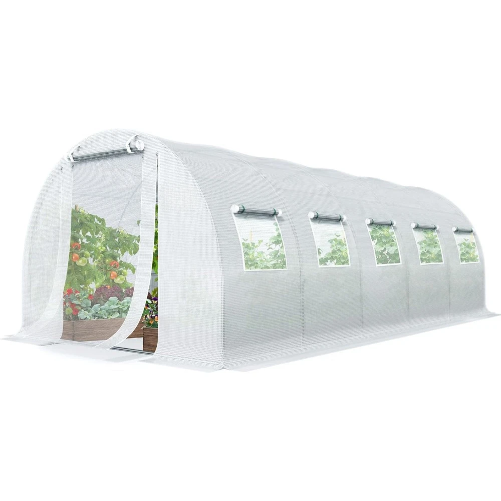 

25x10x6.6FT Upgraded Greenhouse for Outdoors, Multipurpose Garden Plant with Enhanced Heavy Duty Frame Portable Hoop House