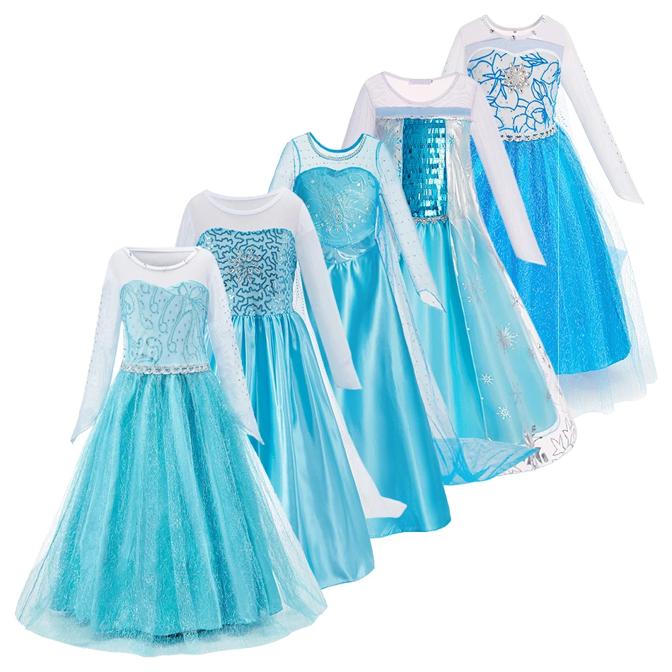 Children Summer Princess Cosplay Dresses Little Girls Snow Queen Snowflake Decoration School Activities Performance Fancy Dress