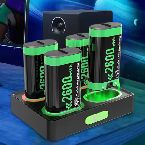 Spare Battery with Battery Charger Station Rechargeable Battery Pack 4X2600mAh Rechargeable Battery for Xbox Controller