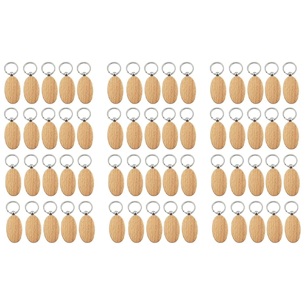 

ABLG 60Pcs Blank Wooden Key Chain Diy Wood Keychains Key Tags Gifts Yellow Oval