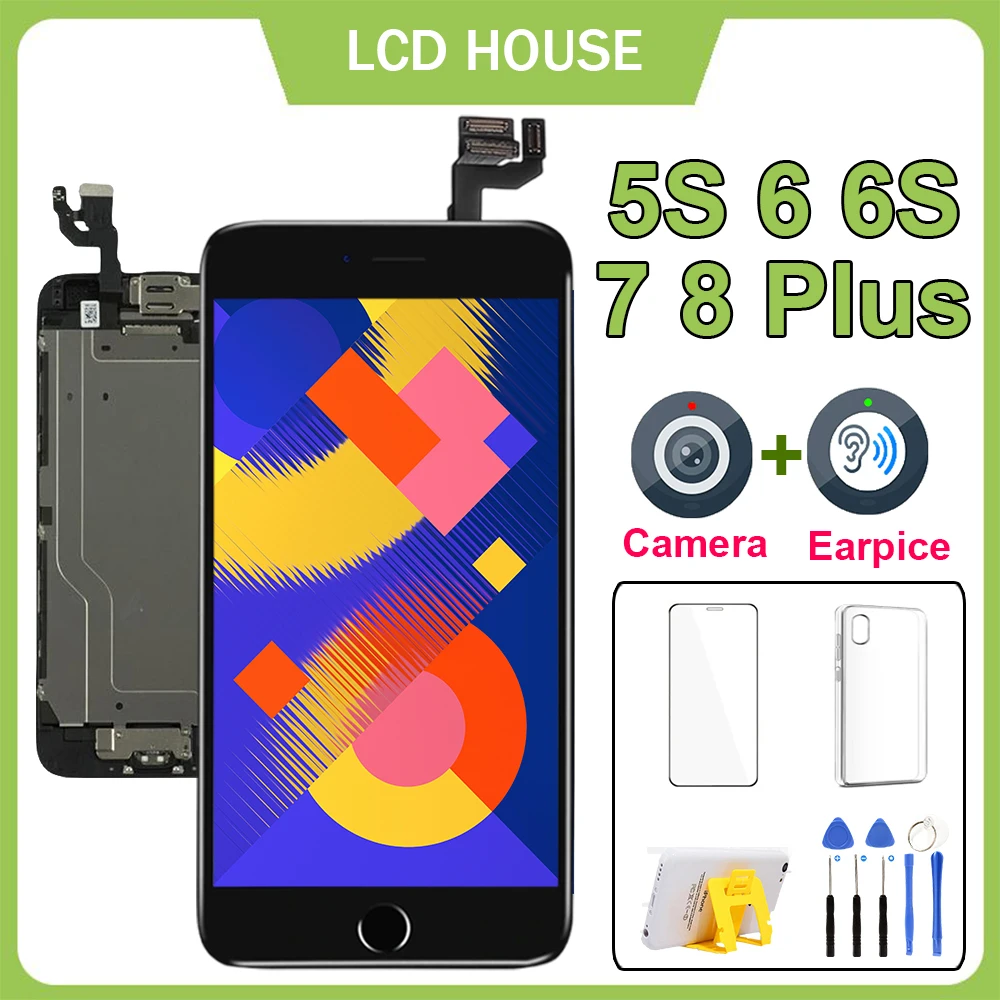 

LCD For iPhone 6 6S 7 8 Plus 5S SE Full Set Display Replacement Touch Screen Digitizer Complete Assembly +Front Camera