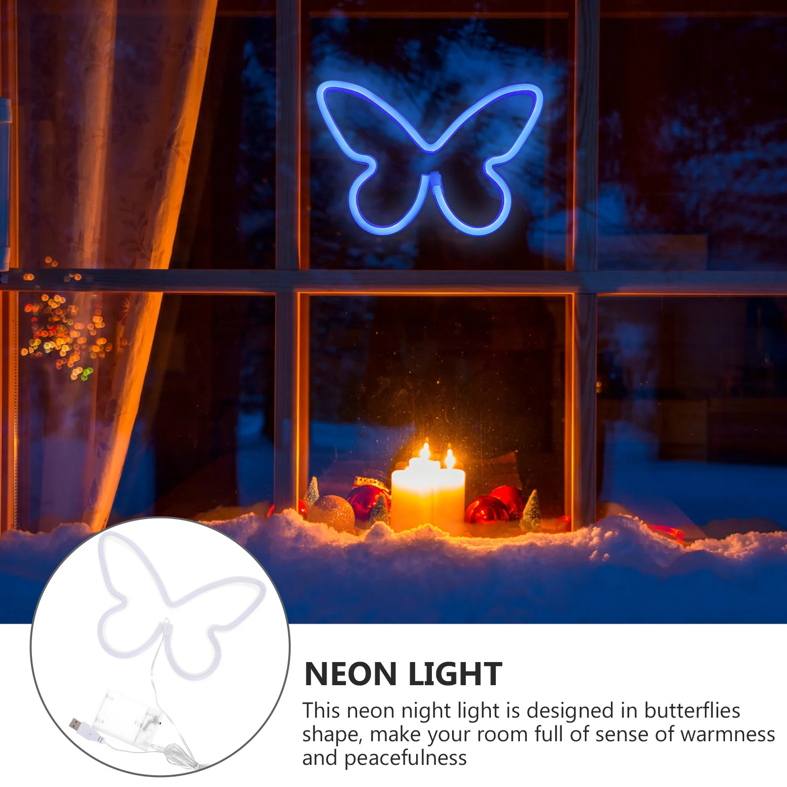 فراشة ضوء النيون وحدة إضاءة LED جداريّة ديكور USB أو بالطاقة الجدول مصباح ضوء الليل لغرفة النوم علامات النيون الزخرفية #4