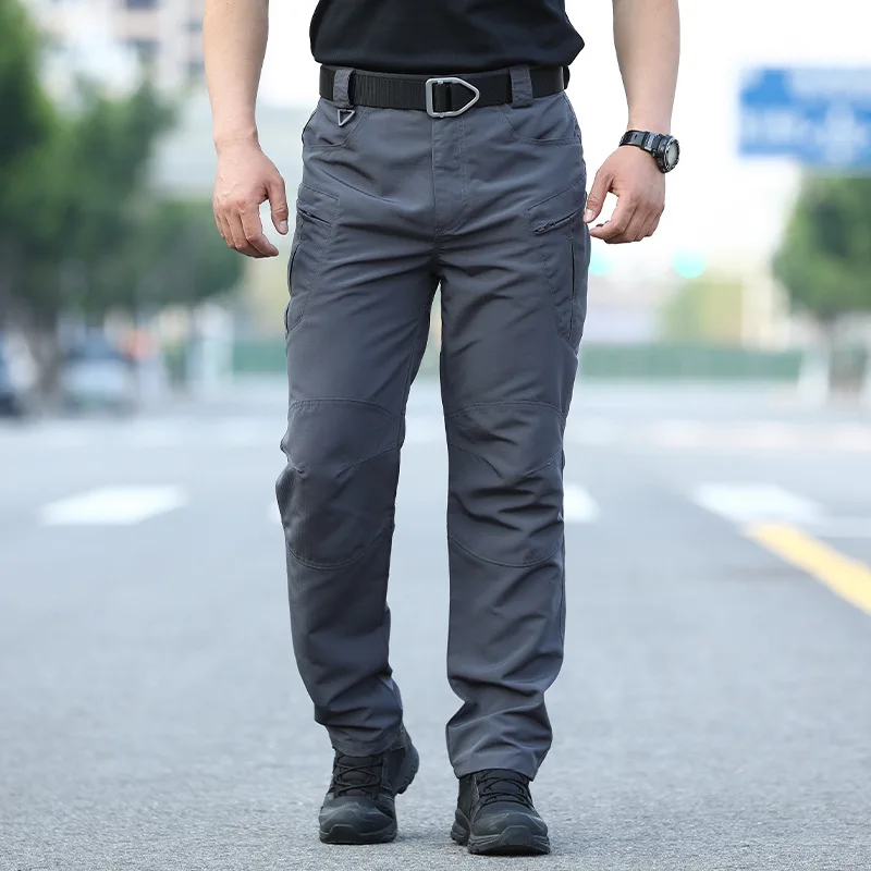 Herren Rip-Stop Taktische Cargohose mit mehreren Reißverschlusstaschen, verschleißfeste gerade Arbeitshose, Outdoor-Wanderhose, Taktikhose – Detail 17
