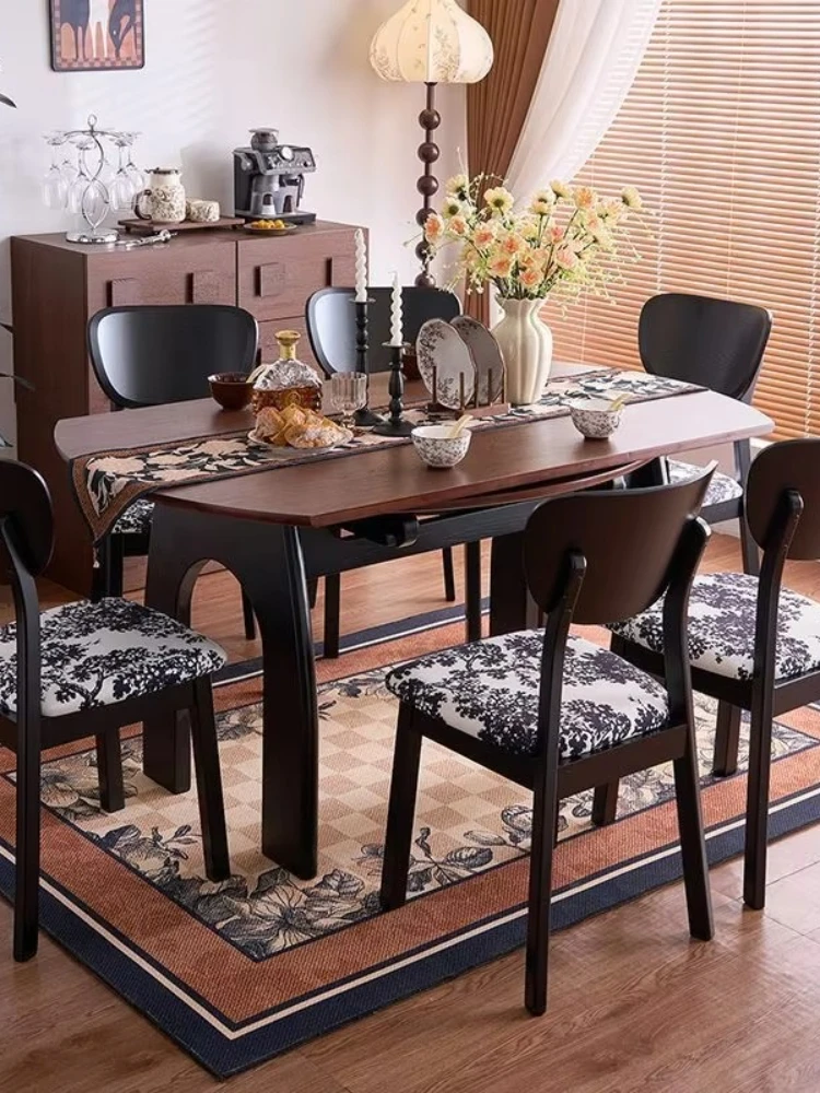 Dining table expandable round table dining table set for 6 people