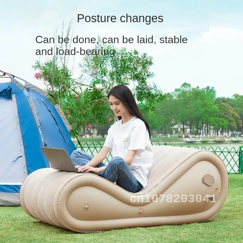 Inflatable lounge chair, garden sofa, portable outdoor camping equipment, air mattress, leisure sofa, automatic inflatable bed