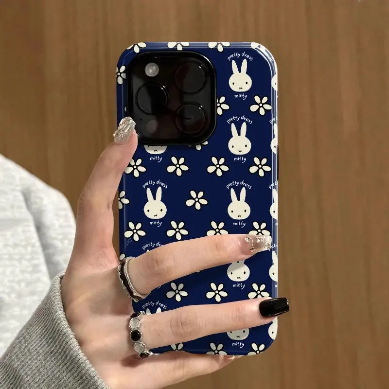Funda Miffy para iPhone 17 Pro Max, Diseño Floral con Conejito, para iPhone 16/15 Pro/14, Antigolpes, Moderna, Regalo para Mujer