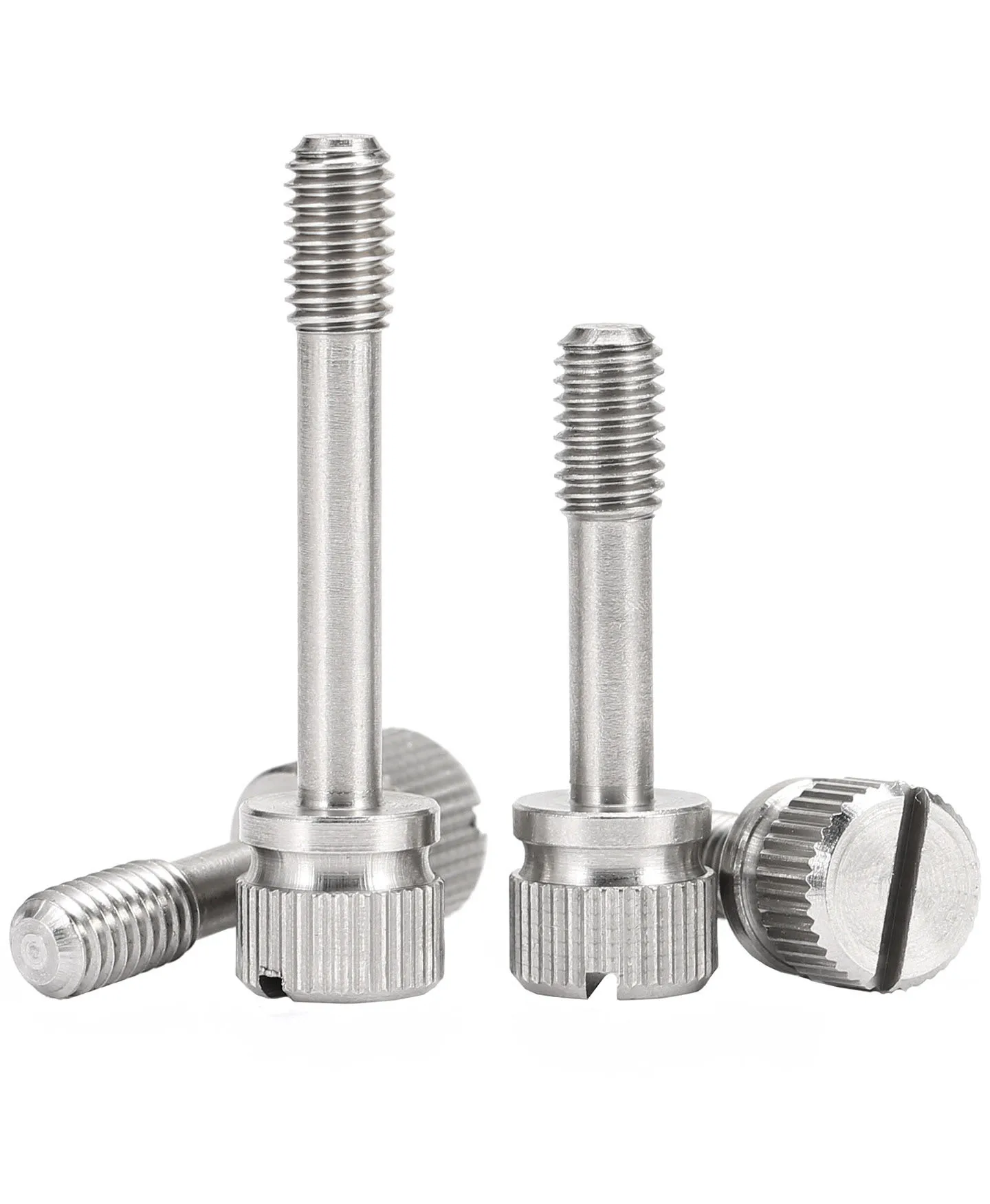 GB839 304 Stainless Steel Short Head Slotted Captive Hand Screw Knurled Thumb Anti-loosening Screws Bolts M2 M2.5 M3 M4 M5 M6 M8