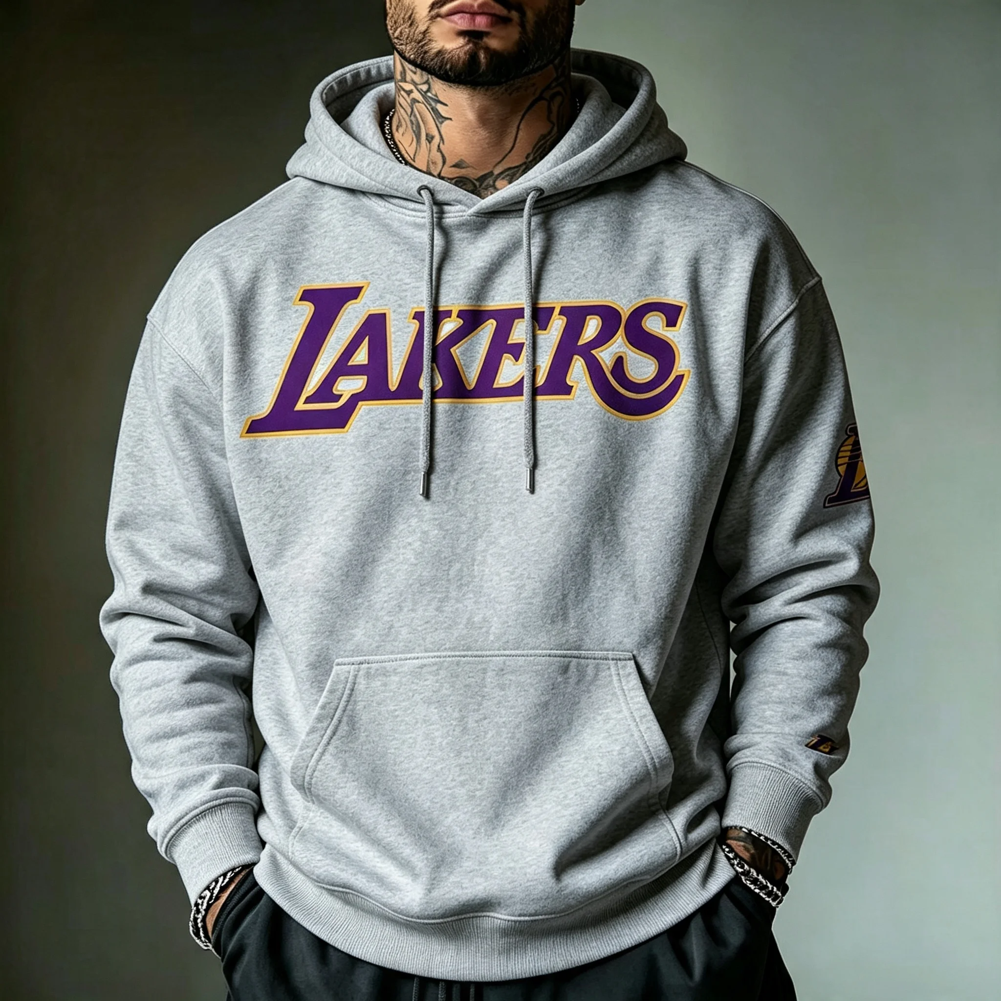 Los Angeles Lakers hoodie - Fashionable trend street style men's fitness muscle casual hooded sweatshirt for sports activities