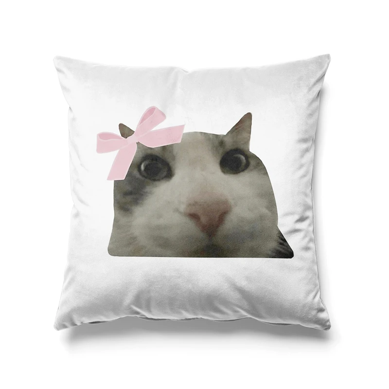 Aertemisi 18'' x 18'' Coquette Cat Meme Square Throw Pillow Cushion Covers Cases Pillowcases for Sofa 45cm x 45cm