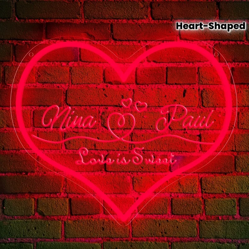 

Неоновая вывеска на заказ - персонализированная светодиодная лампа в форме сердца с диммером, настенный декор для спальни с питанием от USB, идеально подходит для создания романтической атмосферы
