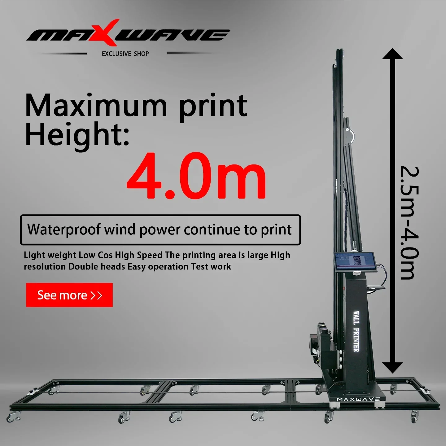 Wallpen-Machine d'impression murale verticale UV, CMJN + W