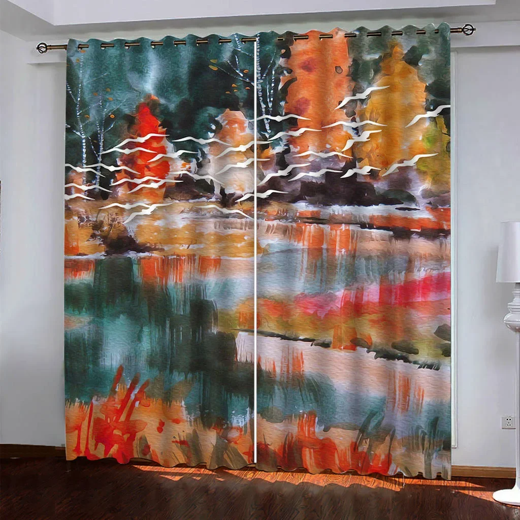 

Curtains For Bedrooms Abstract Art Deep Forest 3D Window Curtains Home Decor Living Room Curtains Door Drapes Home Decor