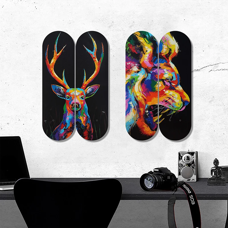 Animal Decorative Skateboard Art Maple World Famous Plaques Collection Funny Pop Skate Deck Mural for Bar Pub Room Wall Decor