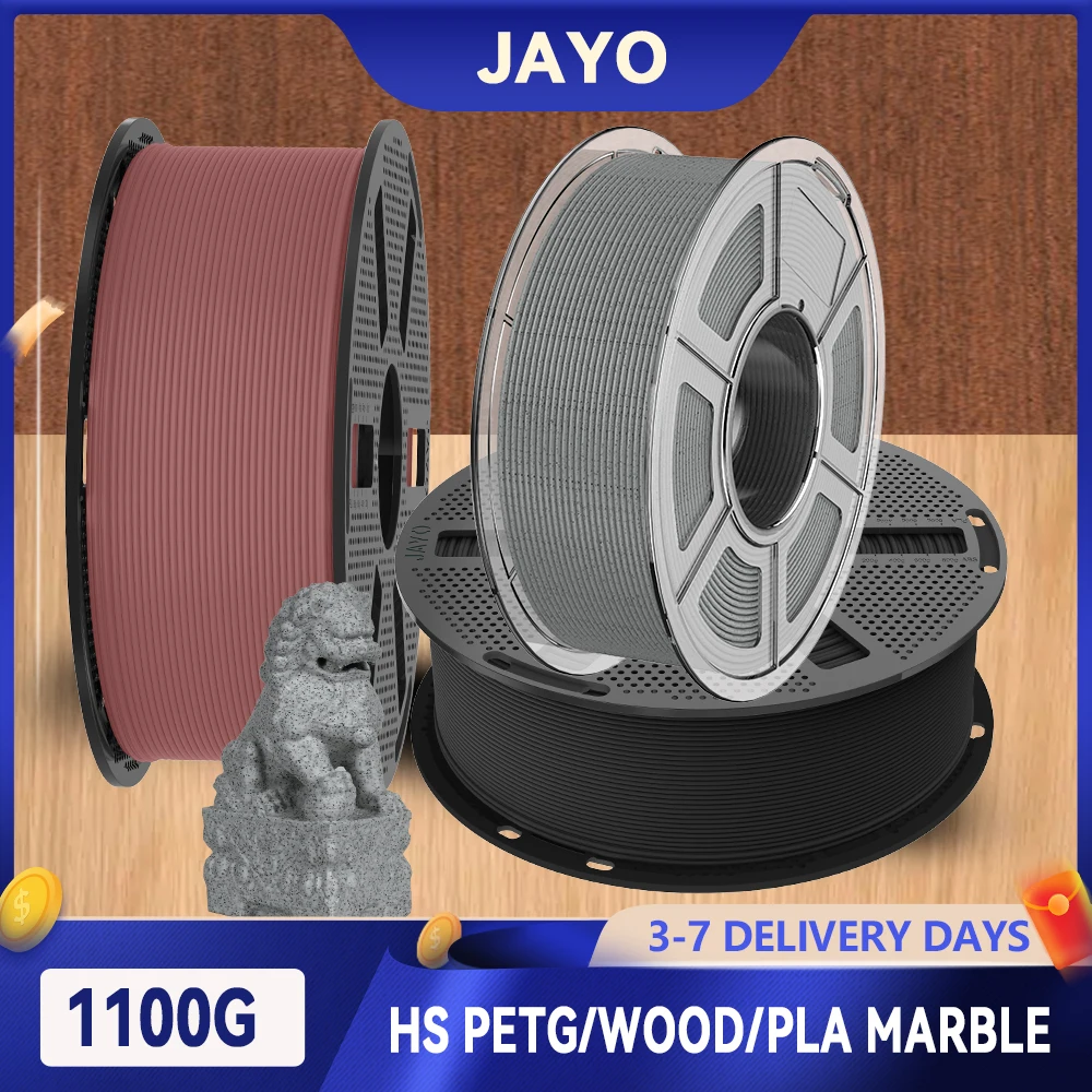 JAYO 1100G 3D HS Matt PETG/Holz/PLA Marmor-Drucker-Filament 1,75 mm Ungiftige 3D-Druckmaterialien für 3D-Drucker & Stift