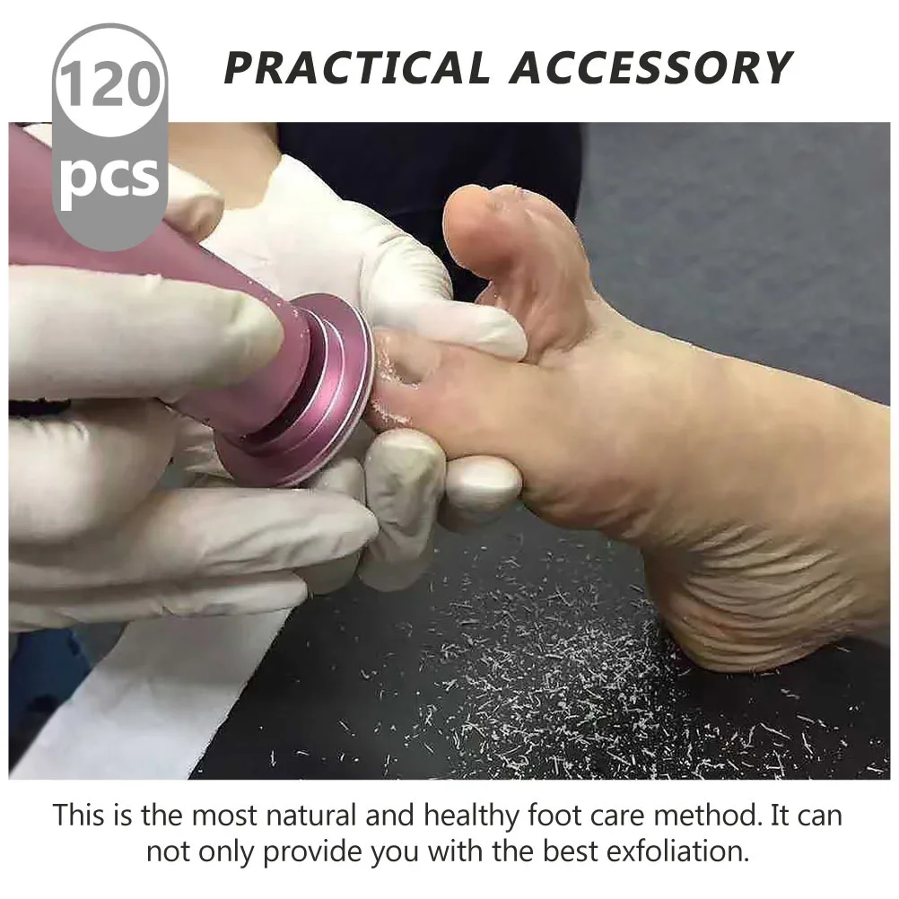 

120 шт., пилка для ног, диск для наждачной бумаги, средство для удаления мозолей, сменный одноразовый шлифовальный диск, инструмент для педикюра, одноразовые диски для наждачной бумаги