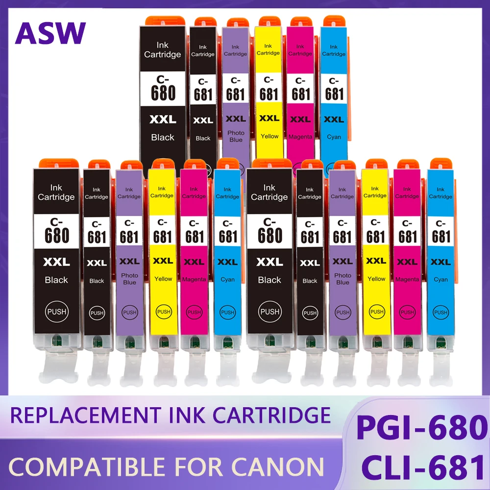 

6Color For Canon 680 681 PGI-680 CLI-681 Compatible ink cartridge For Canon PIXMA TR8660 TR7560 TR8560 TS6160 printer