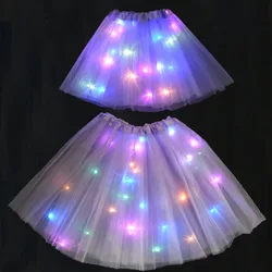 Women Girl  Skirt Neon Light Up Fairy Tutu Stage Dance Glow Birthday Gift Flower Crown Halloween Party Costume Wedding Festival