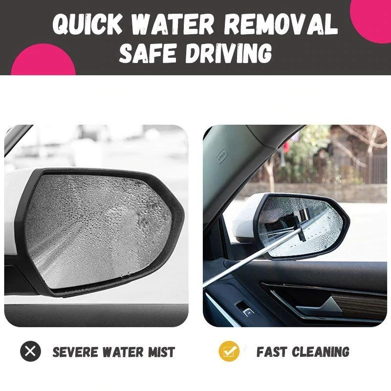 Car Rearview Mirror Wiper Retractable Portable Rainy Cleaning Supplies Rearview Mirror Water Remover Glass Rain Cleaning Tool