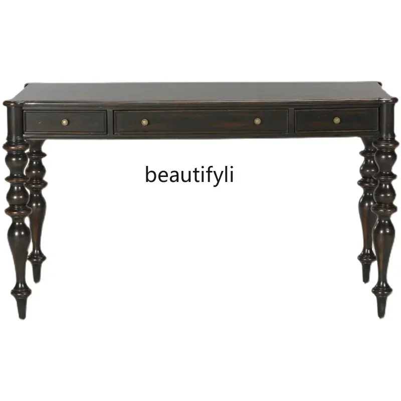 

New Arrivals American-Style Solid Wood Desk European-Style Villa High-End Computer Desk French Retro Writing Desk